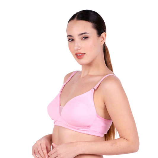 Shop Magnolia Baby Pink Net Design Bra Left View By Gossip By Mybra Online
