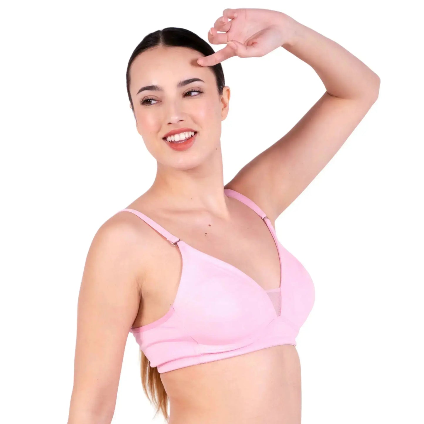 Shop Magnolia Baby Pink Net Design Bra Right View By Gossip By Mybra Online