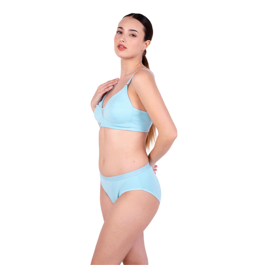 Shop Magnolia Poppy Net Design Bra and panty set Left View By Gossip By Mybra Online