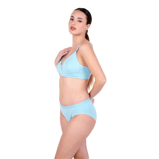 Shop Magnolia Poppy Net Design Bra and panty set Left View By Gossip By Mybra Online