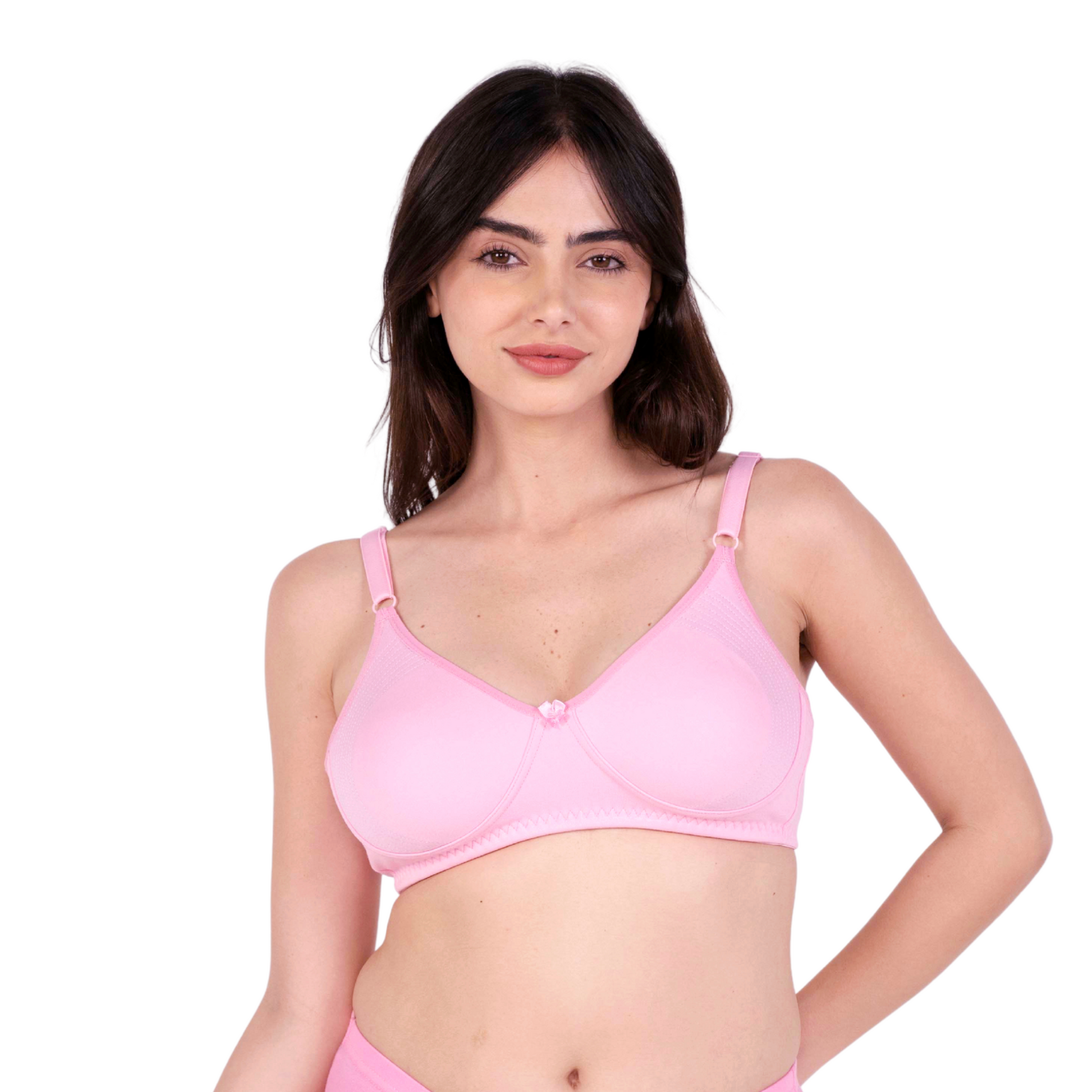 Baby Pink Round Stitch Knitted bra front view by gossip by mybra