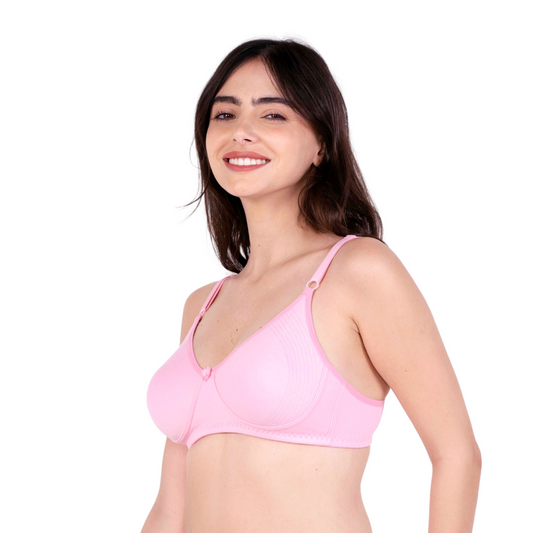 Baby Pink Round Stitch Knitted bra left view by gossip by mybra