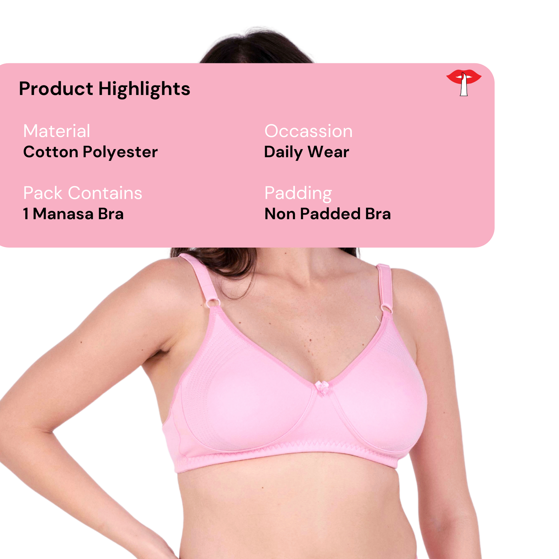 Baby Pink Round Stitch Knitted bra product information image by gossip by mybra
