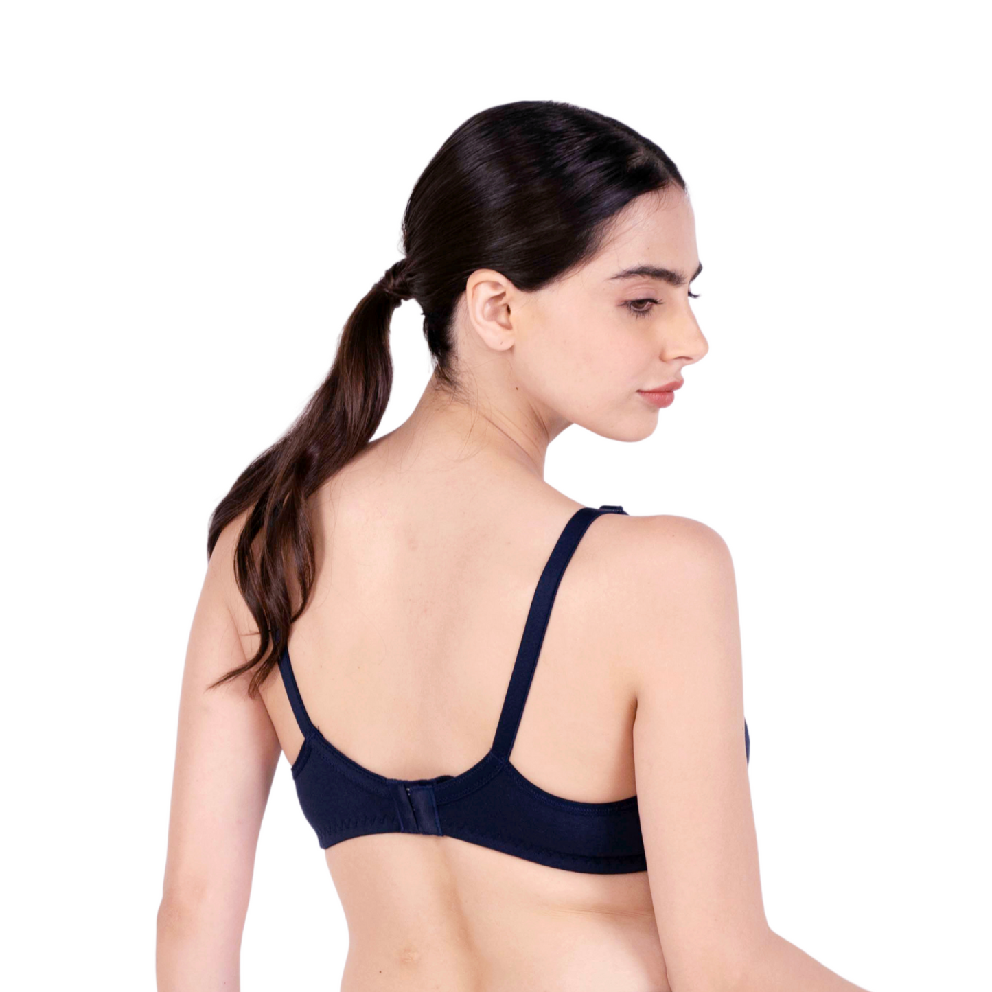 Navy Blue Round Stitch Knitted bra back view by gossip by mybra