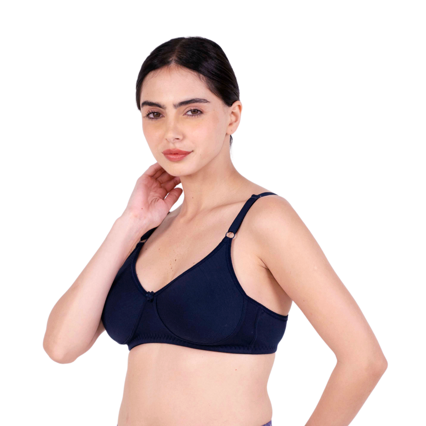 Navy Blue Round Stitch Knitted bra left view by gossip by mybra