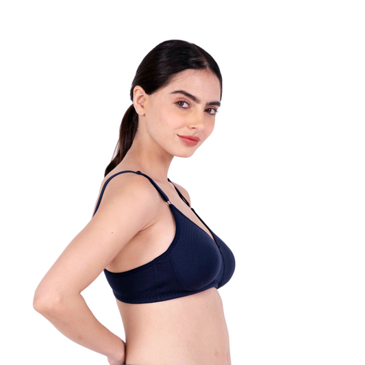 Navy Blue Round Stitch Knitted bra right view by gossip by mybra
