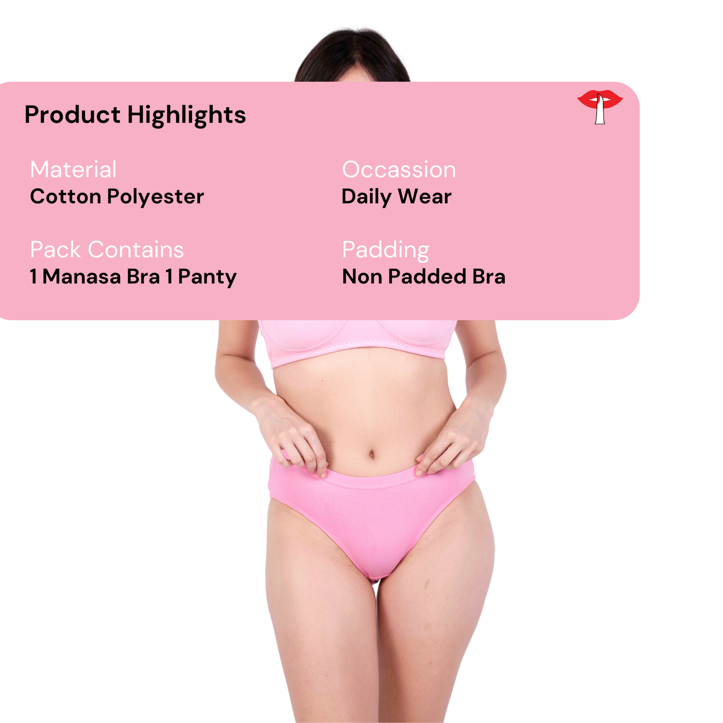 Baby Pink Round Stitch Knitted bra and panty set product information image by gossip by mybra