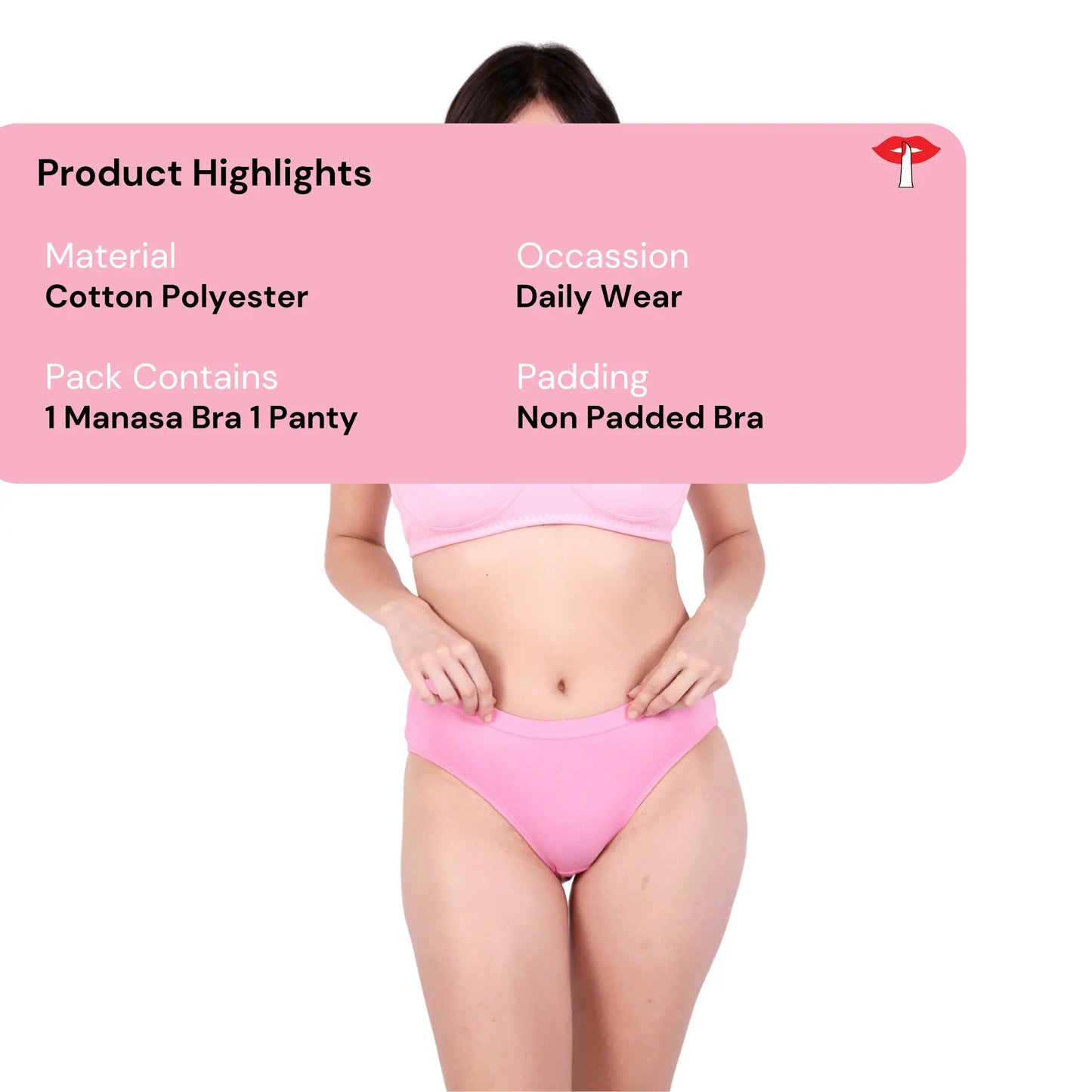Baby Pink Round Stitch Knitted bra and panty set product information image by gossip by mybra