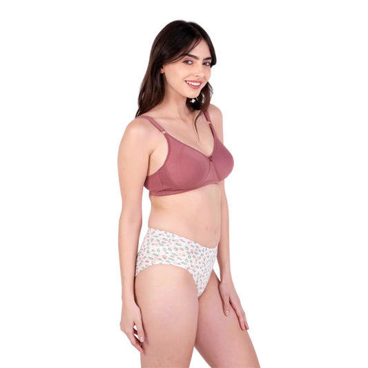 Brick Round Stitch Knitted bra and panty set right view by gossip by mybra