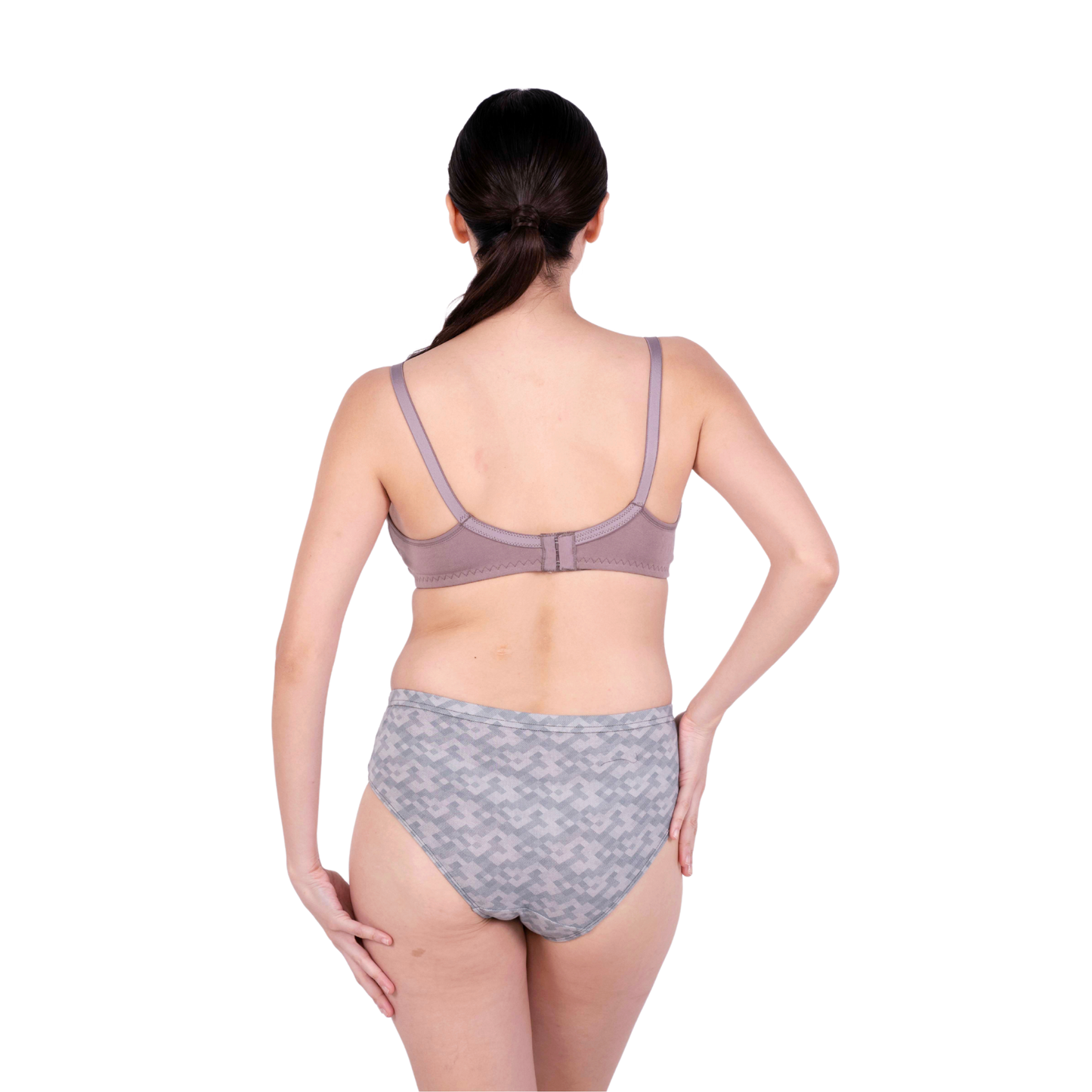 Hazelnut Round Stitch Knitted bra and panty set back view by gossip by mybra