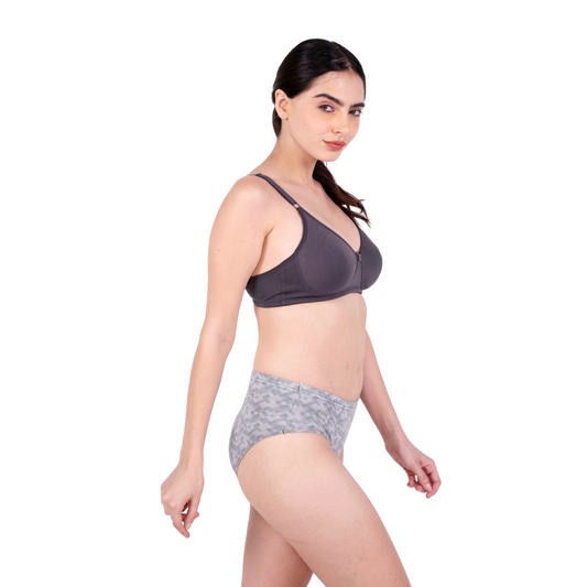 Hot Coffee Round Stitch Knitted bra and panty set right view by gossip by mybra