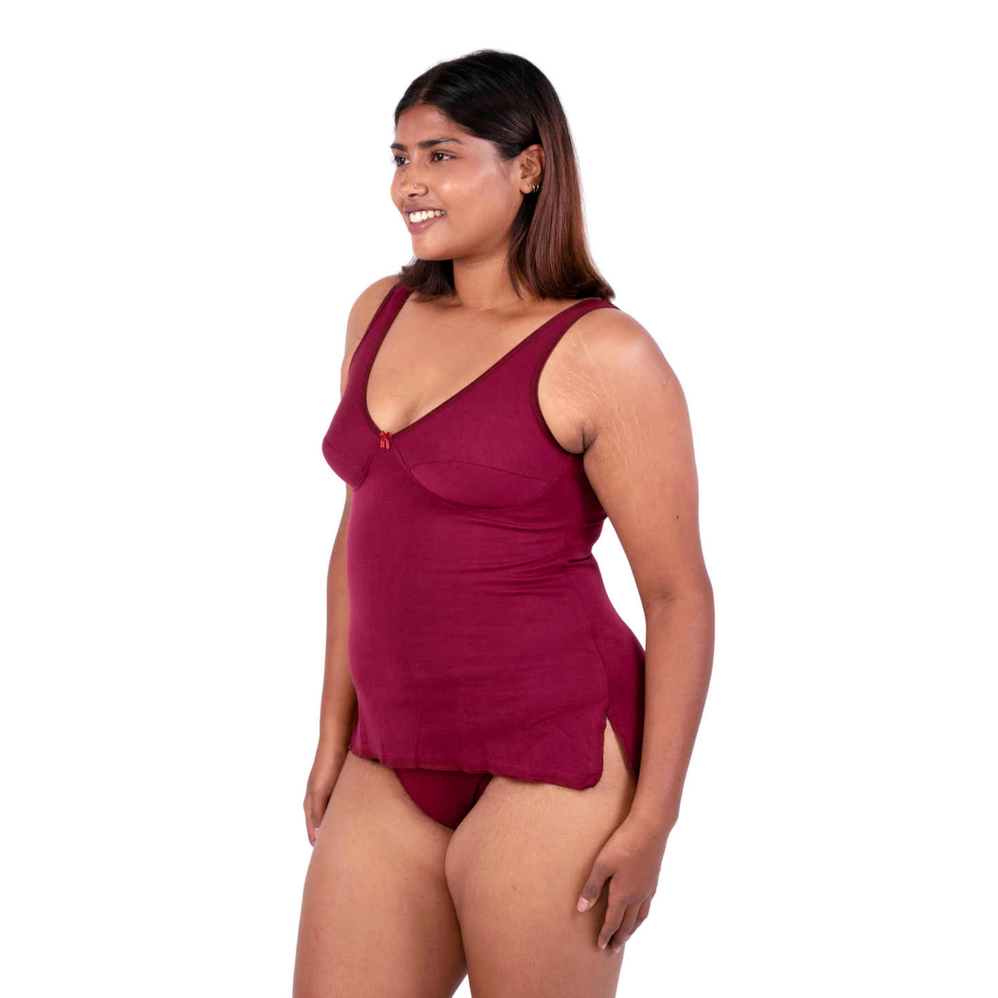 Maroon Mollie slip or camisole left view by gossip by mybra