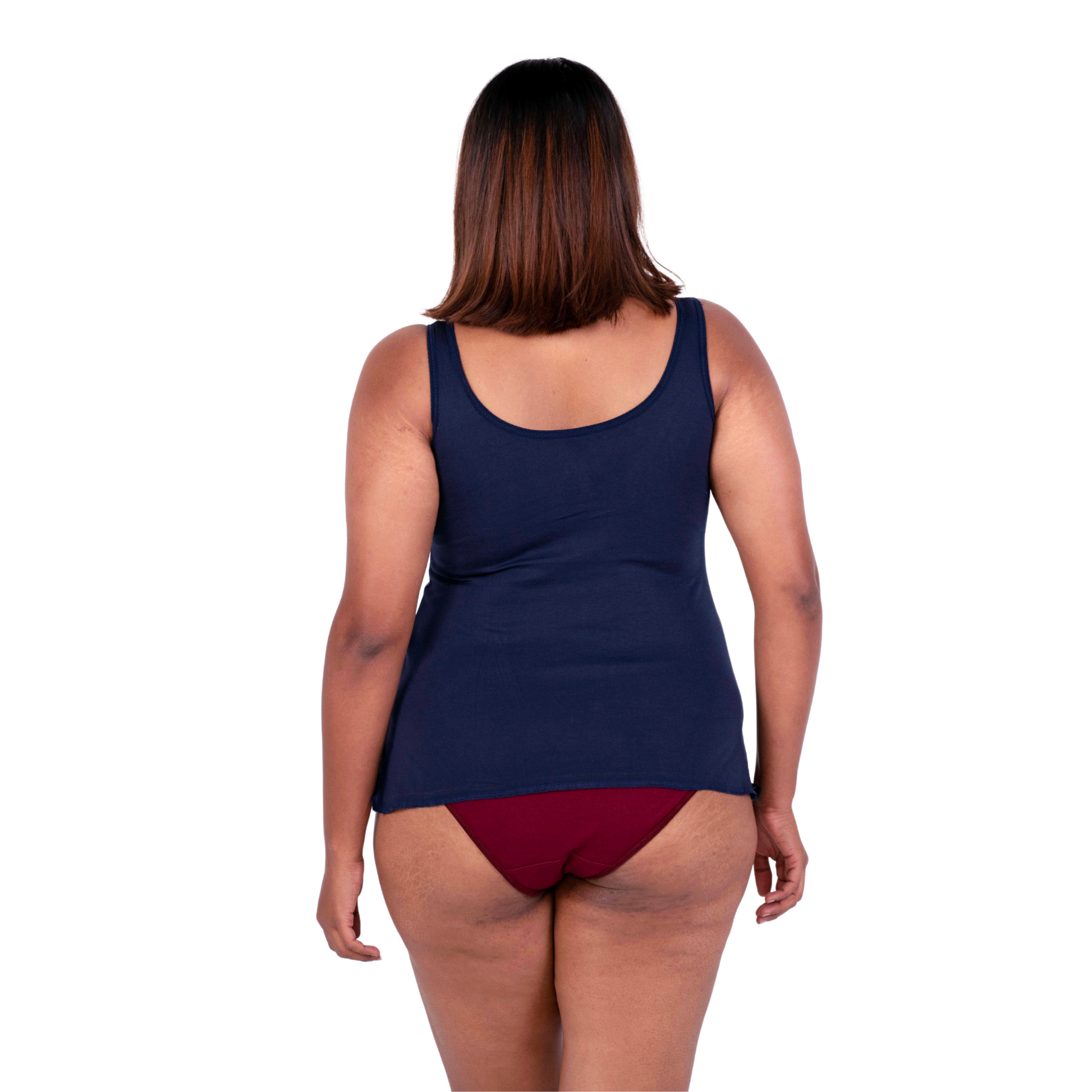 Navy Blue Mollie slip or camisole back view by gossip by mybra