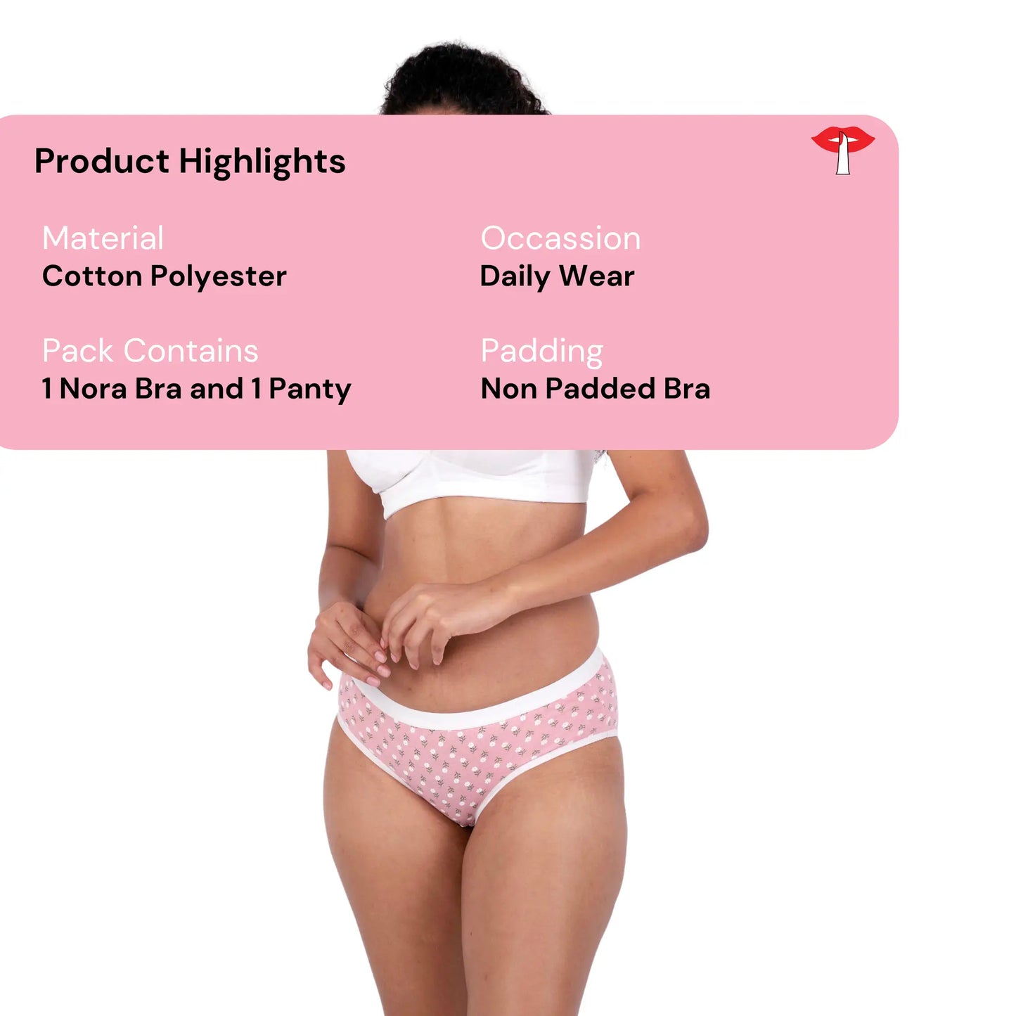 White norah non padded bra and panty set product information image by gossip by mybra