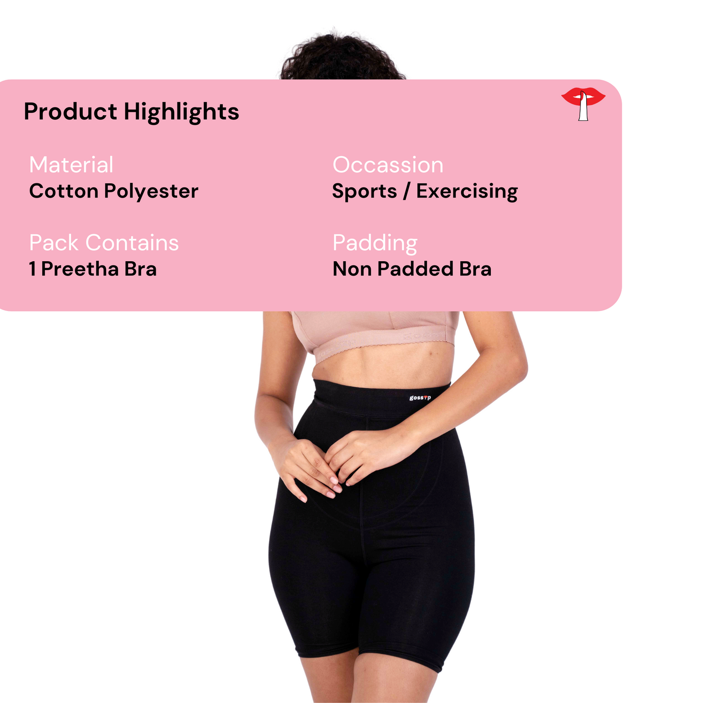 Fawn Preetha sports bra product information image by gossip by mybra