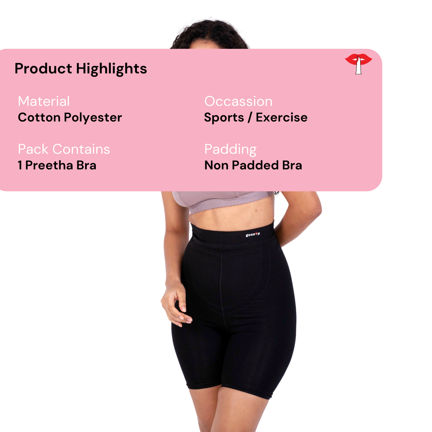 Hazelnut Preetha sports bra product information image by gossip by mybra