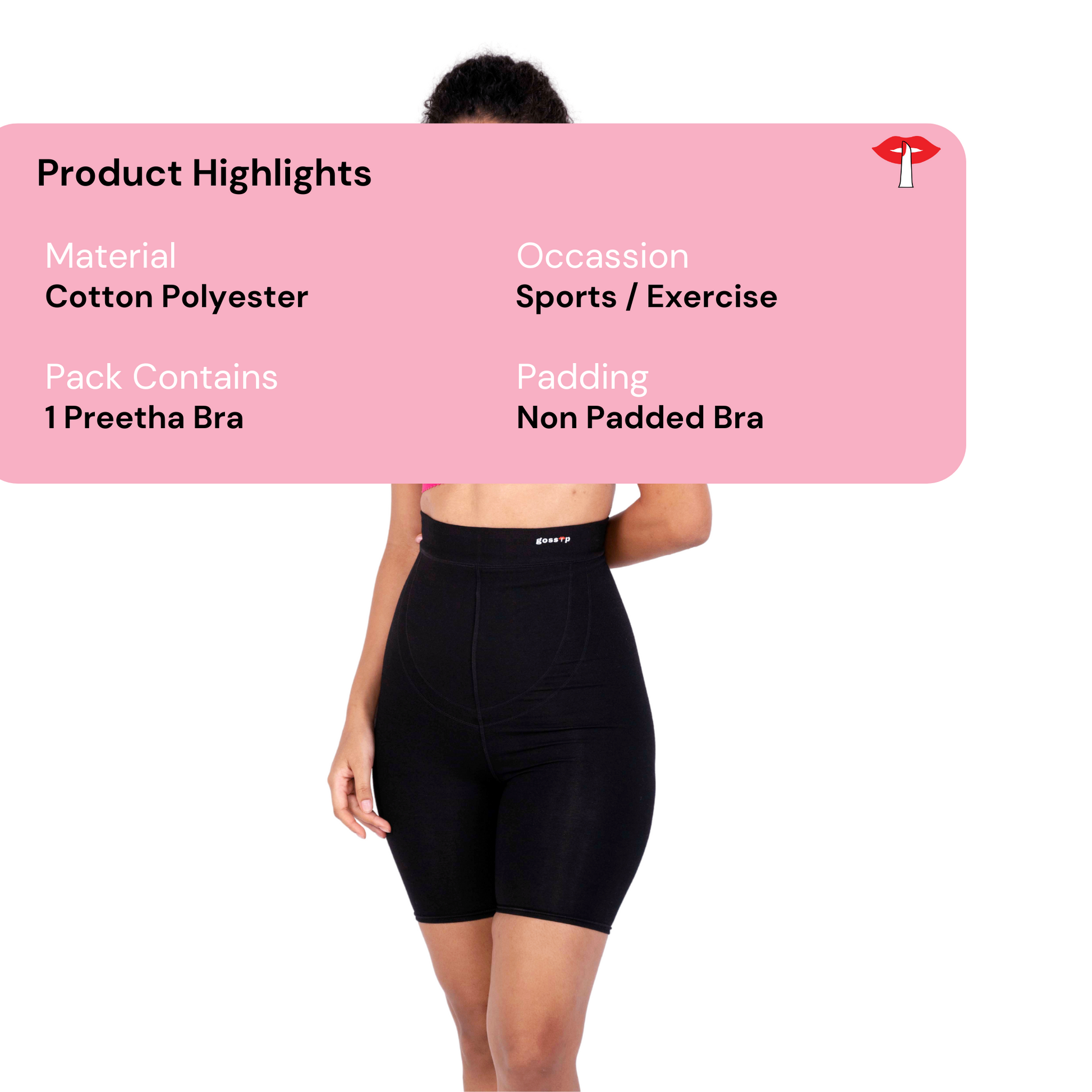 Rani Pink Preetha sports bra product information image by gossip by mybra