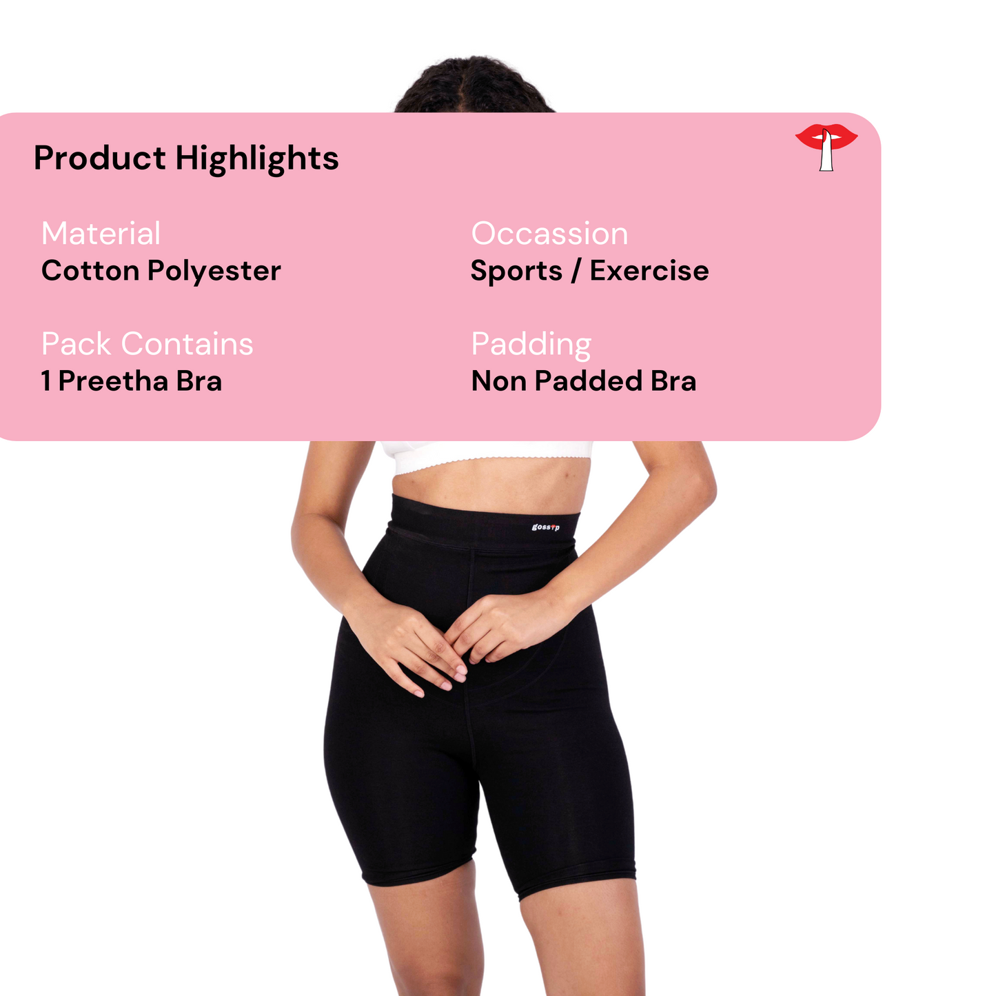 White Preetha sports bra product information image by gossip by mybra