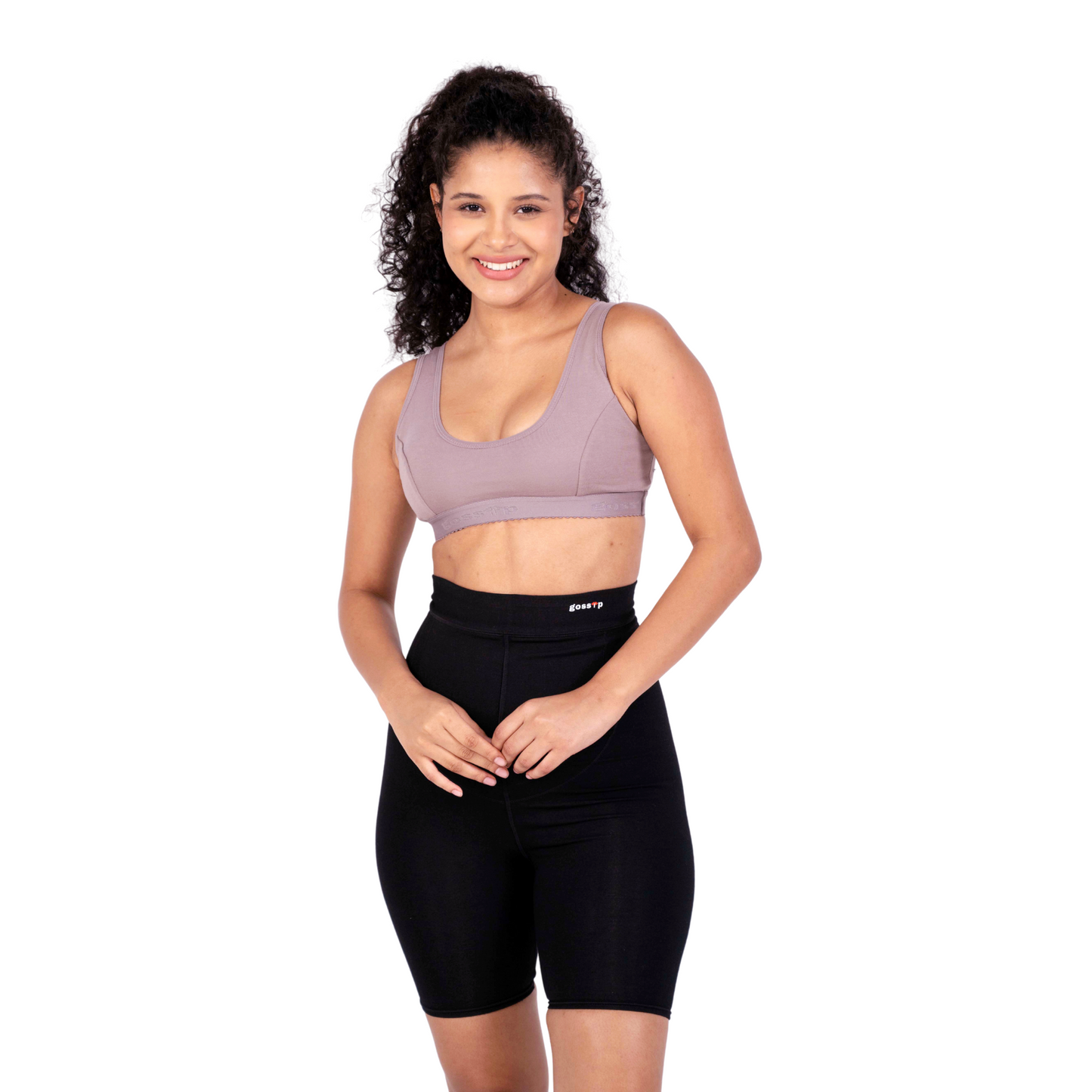 Hazelnut Priyanka sports bra front view by gossip by mybra