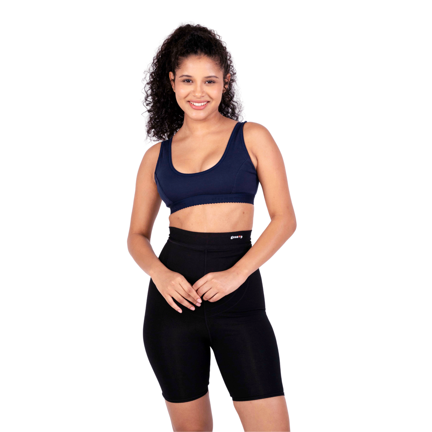 Navy Blue Priyanka sports bra front view by gossip by mybra