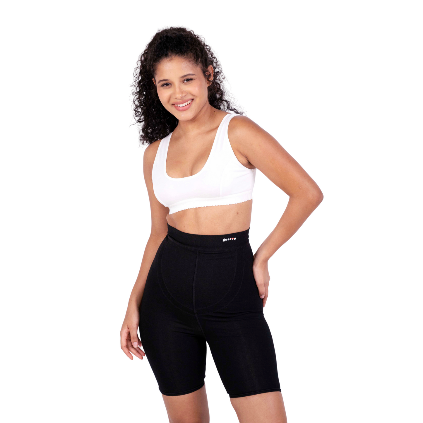 White Priyanka sports bra front view by gossip by mybra