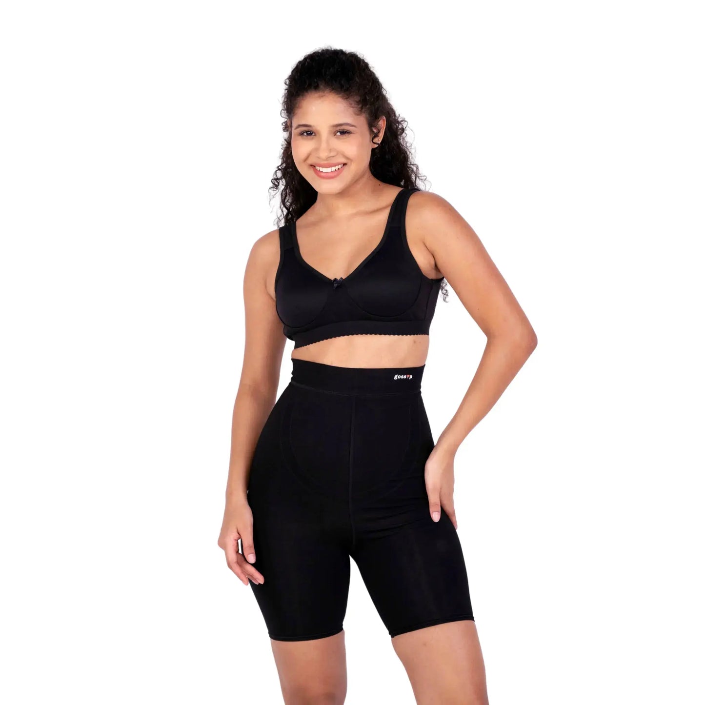 Black Sporty Sports Bra Front View by Gossip by Mybra