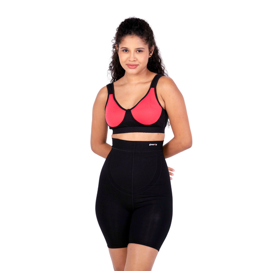 Orange and Black Sporty Sports Bra Front View by gossip by mybra