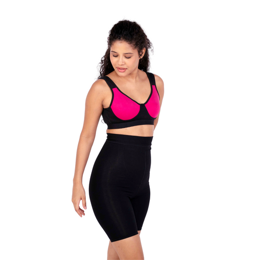 Pink and Black Sporty Sports Bra Right View by Gossip by Mybra