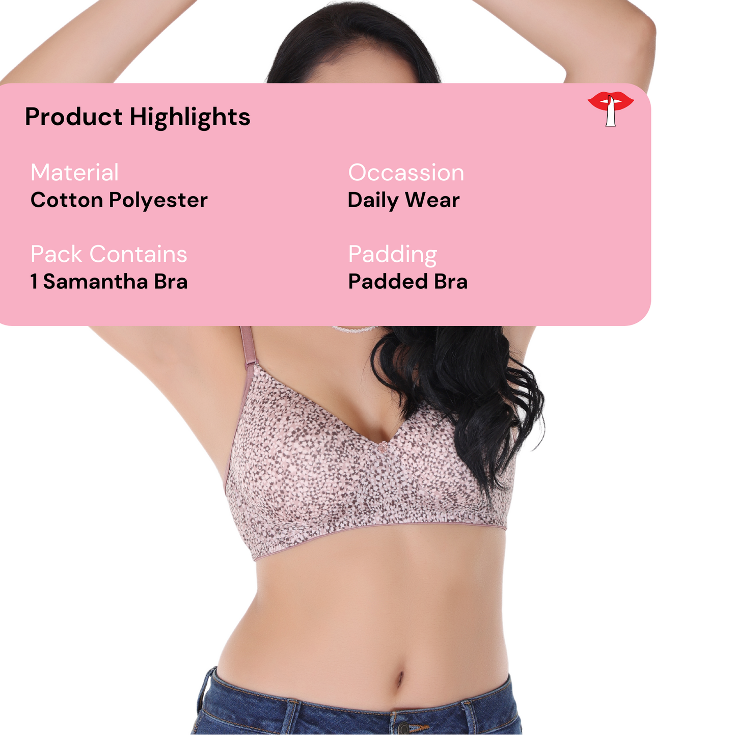 Brown Printed Padded Bra - Samantha Comfort Fit, Wirefree Support