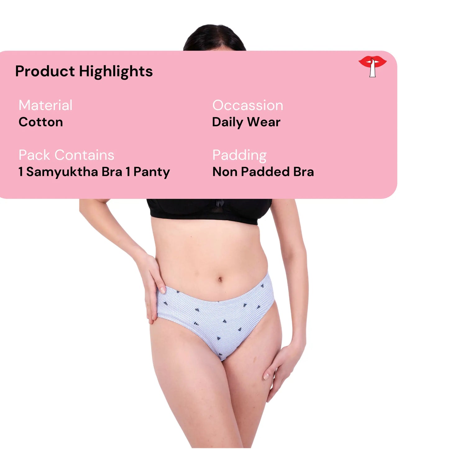 Black Non Padded bra and panty set product information image by gossip by mybra