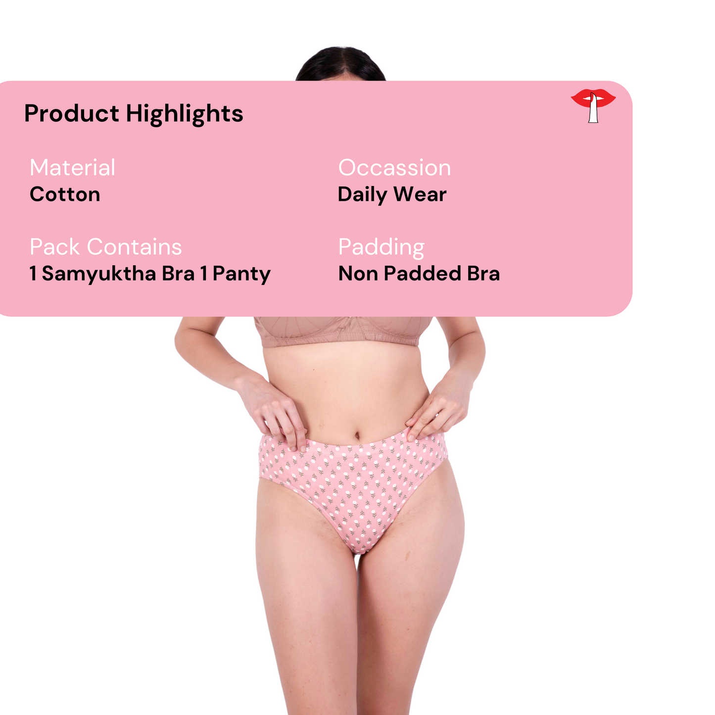 Fawn Non Padded bra and panty set product information image by gossip by mybra