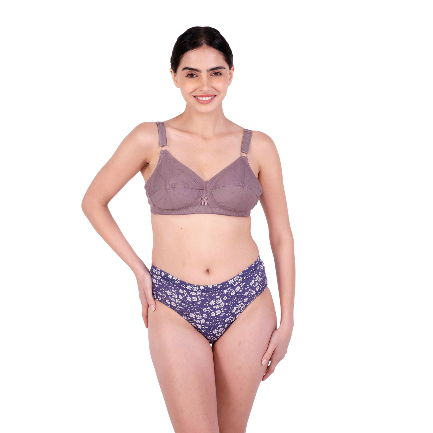 Hazelnut Non Padded bra and panty set front view by gossip by mybra