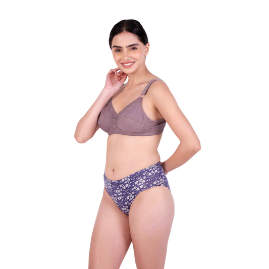 Hazelnut Non Padded bra and panty set left view by gossip by mybra