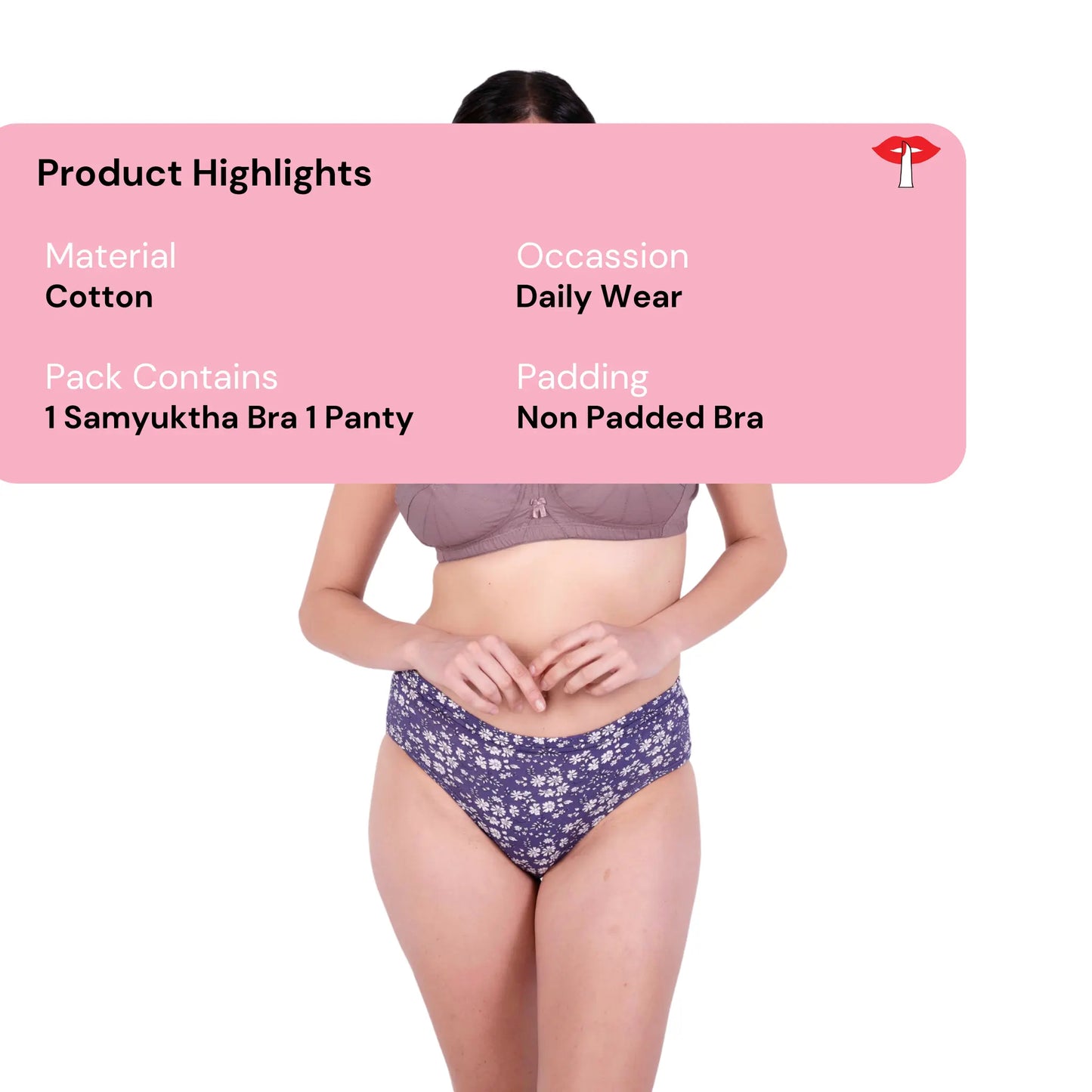 Hazelnut Non Padded bra and panty set product information image by gossip by mybra