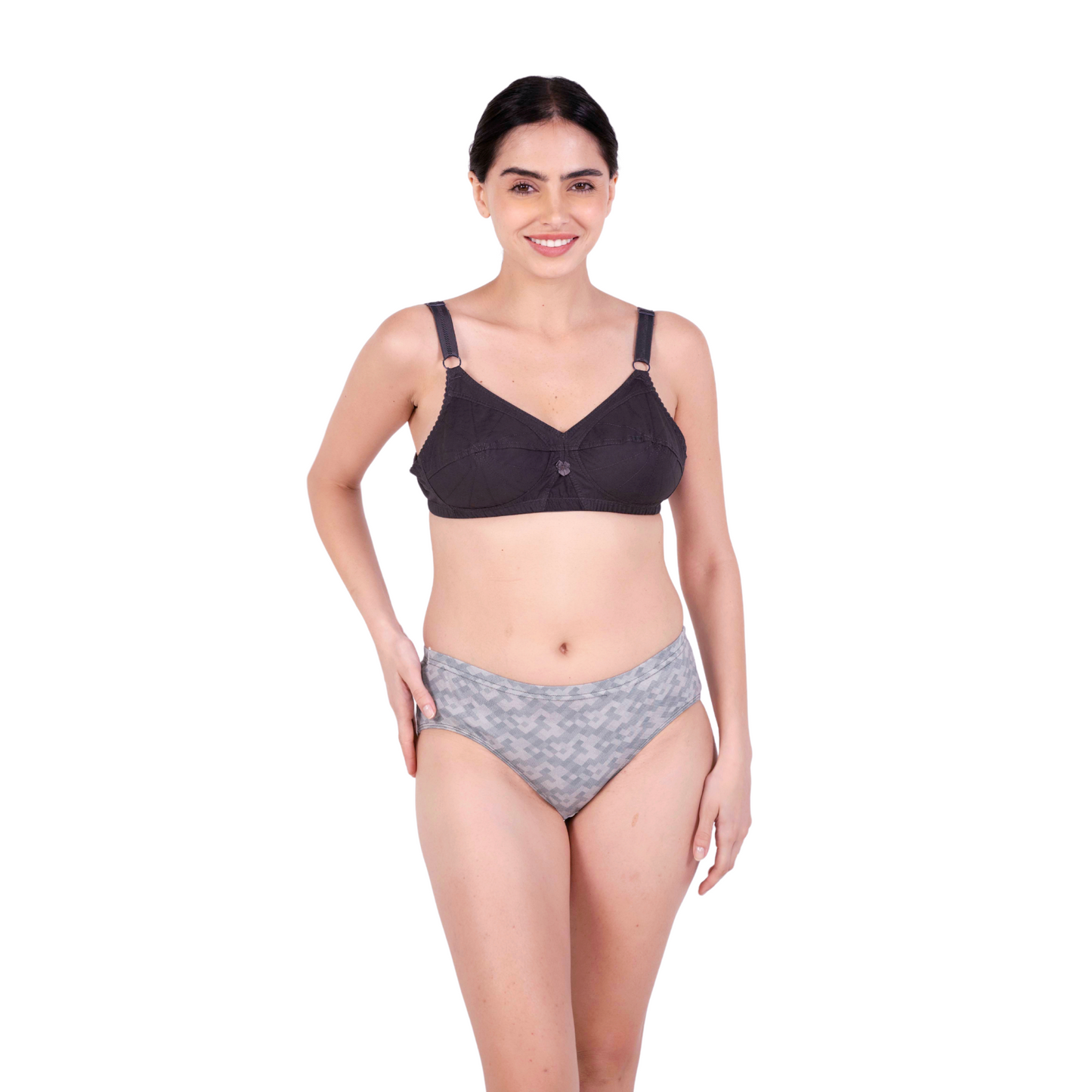 Hot Coffee Non Padded bra and panty set front view by gossip by mybra