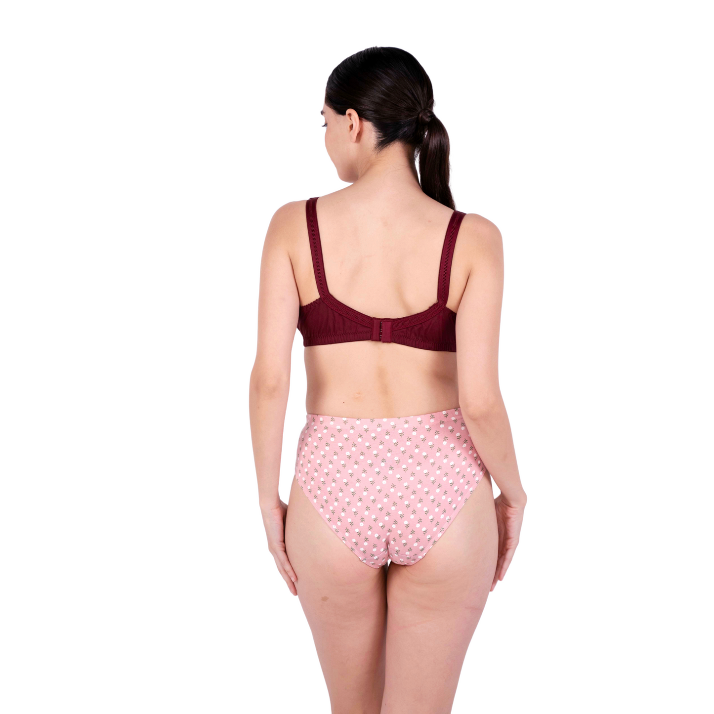 Maroon Non Padded bra and panty set back view by gossip by mybra