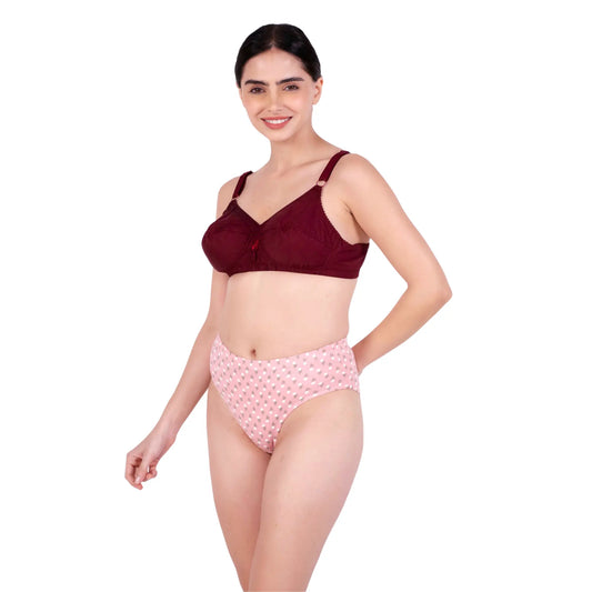 Maroon Non Padded bra and panty set left view by gossip by mybra