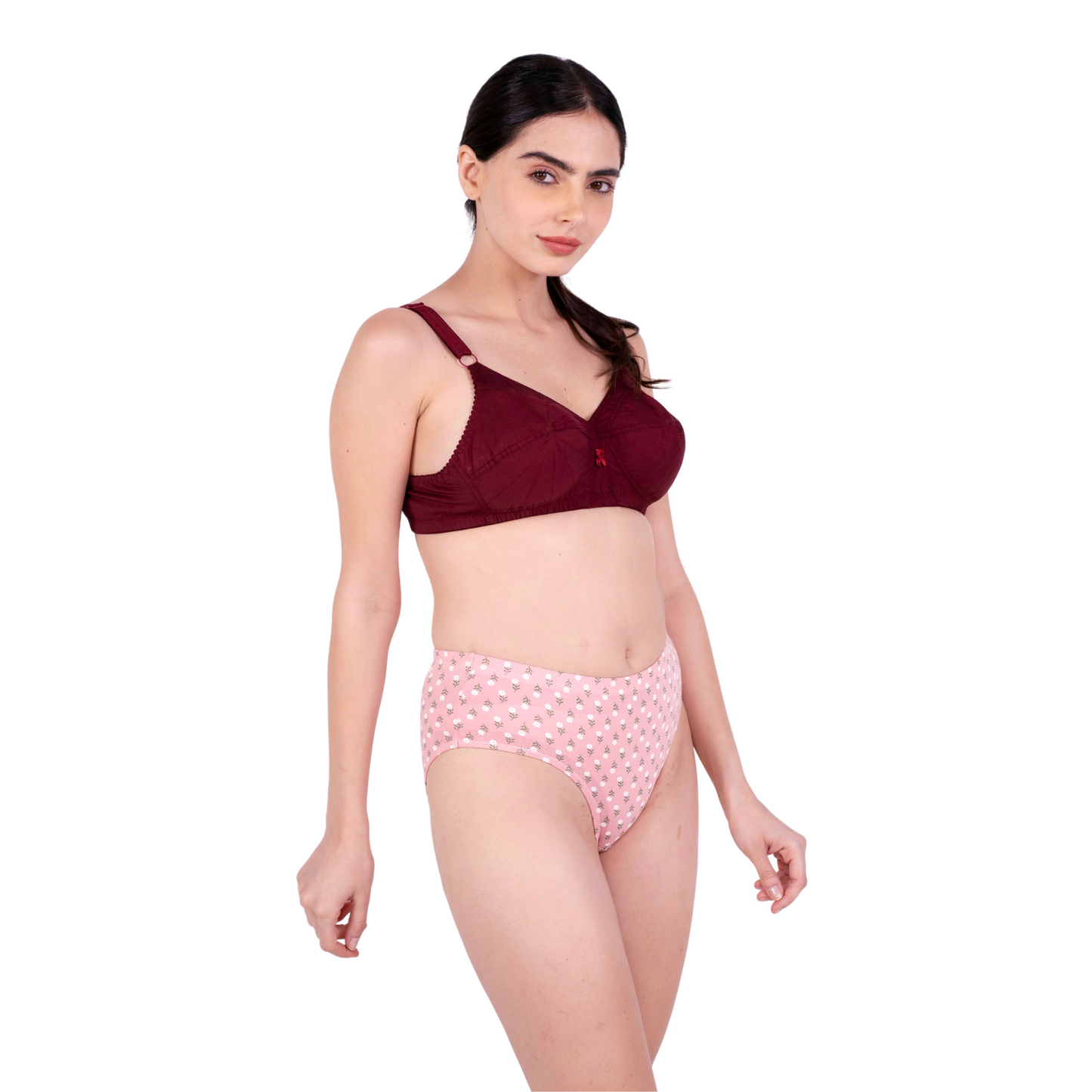 Maroon Non Padded bra and panty set right view by gossip by mybra