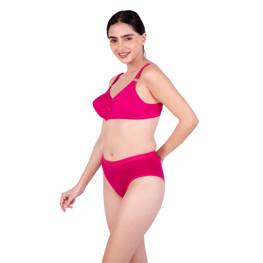 Rani Pink Non Padded bra and panty set left view by gossip by mybra
