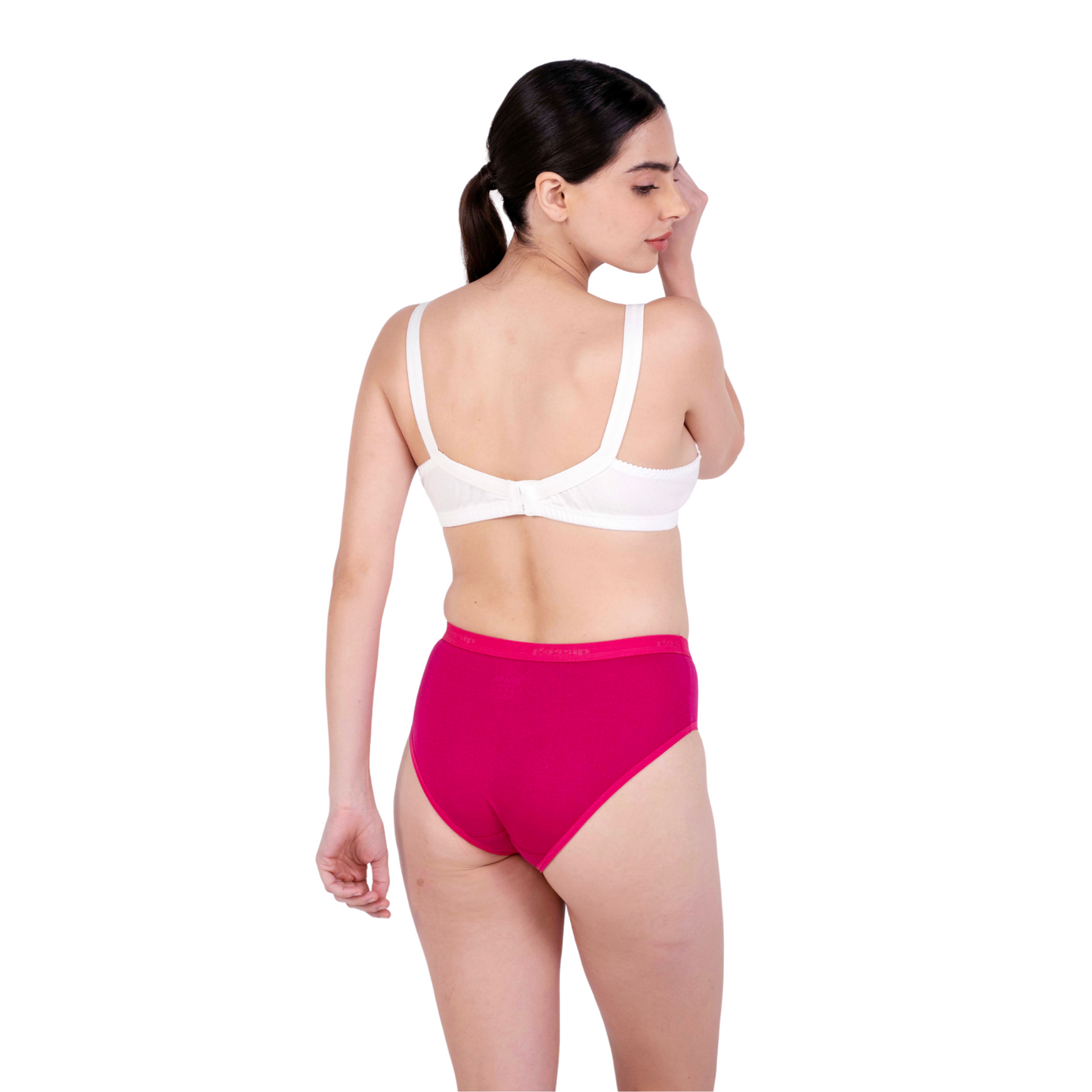 White Non Padded bra and panty set back view by gossip by mybra