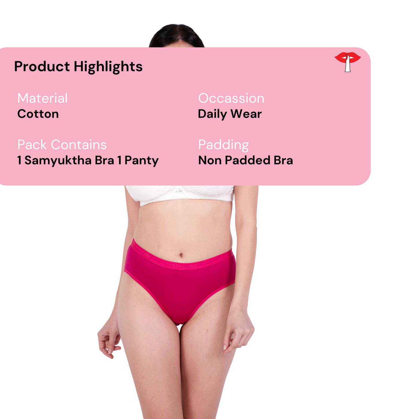 White Non Padded bra and panty set product information image by gossip by mybra