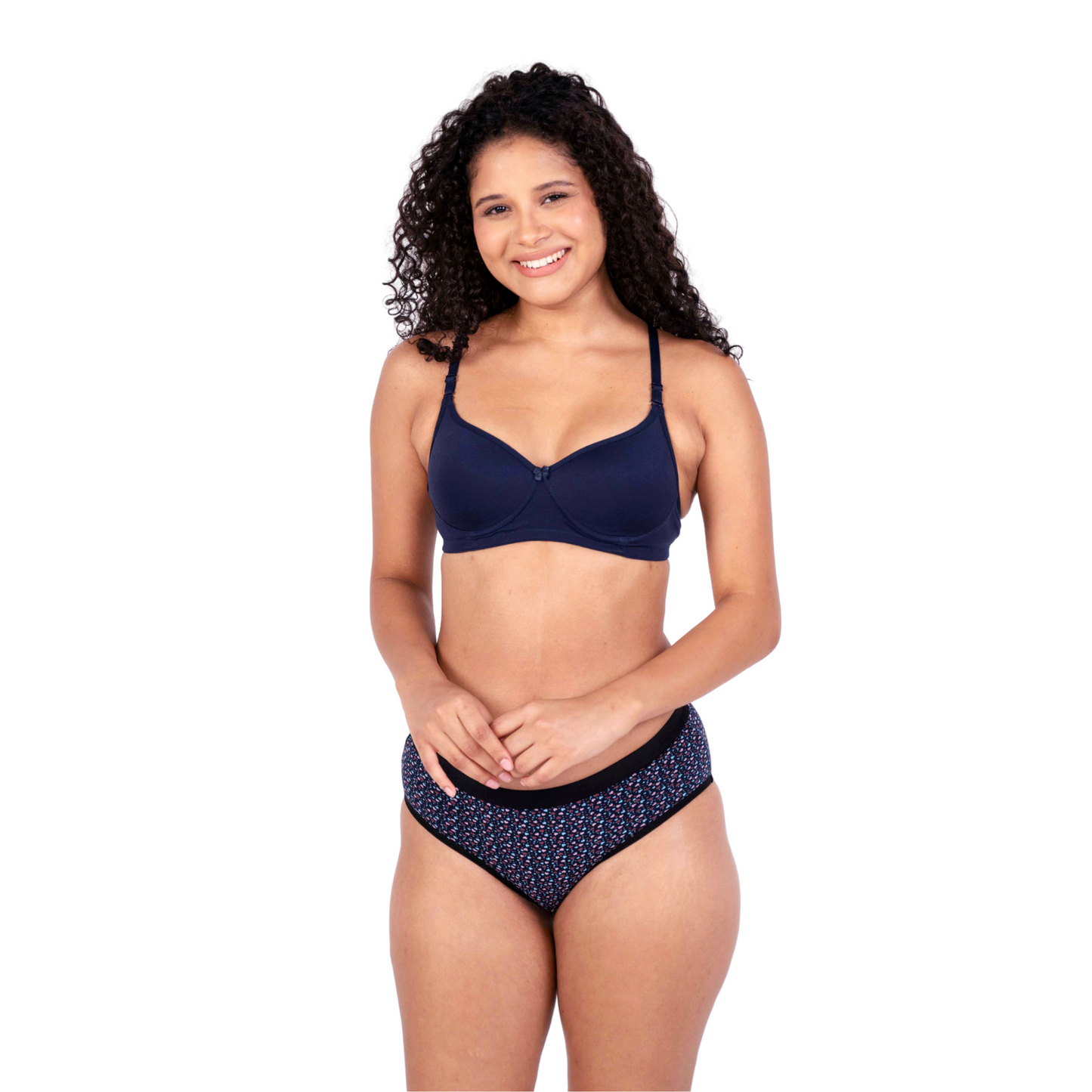 Shop Sara Navy Blue demi coverage bra Front View by Gossip By Mybra