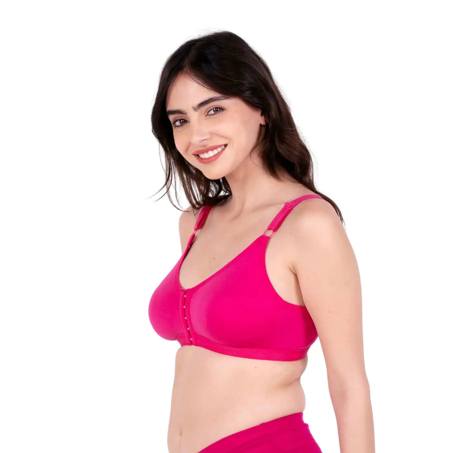 Pink non padded front open bra left view by gossip by mybra