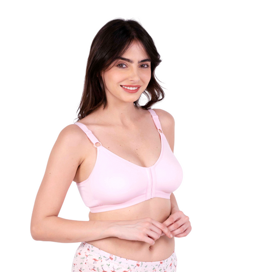 baby pink non padded front open bra right view by gossip by mybra