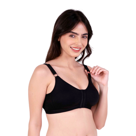 Black non padded front open bra right view by gossip by mybra