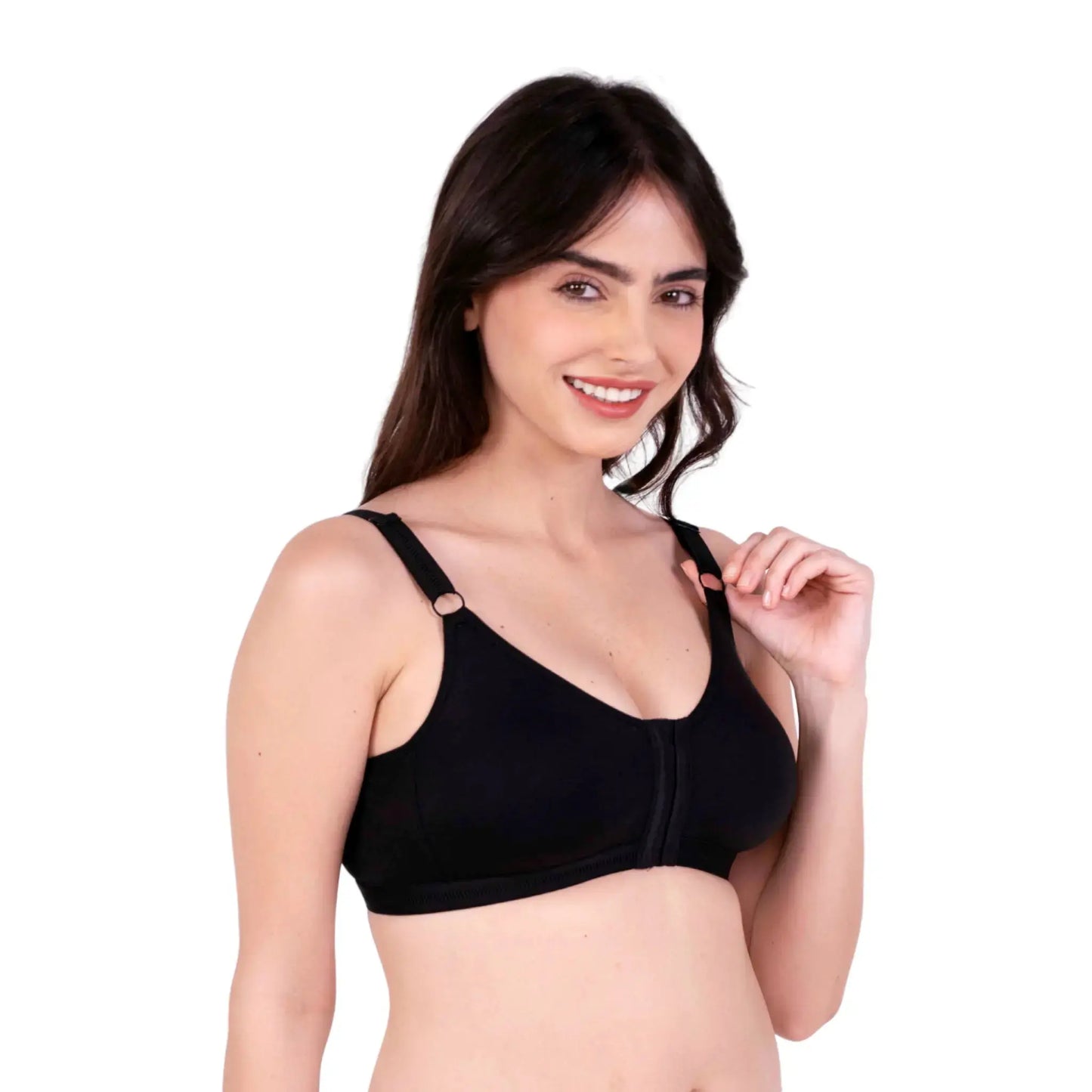 Black non padded front open bra right view by gossip by mybra