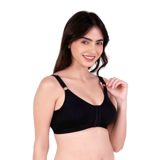 Black non padded front open bra right view by gossip by mybra