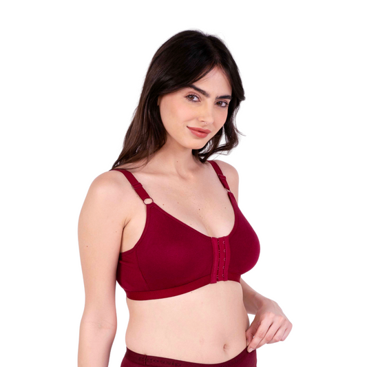 Maroon non padded front open bra right view by gossip by mybra