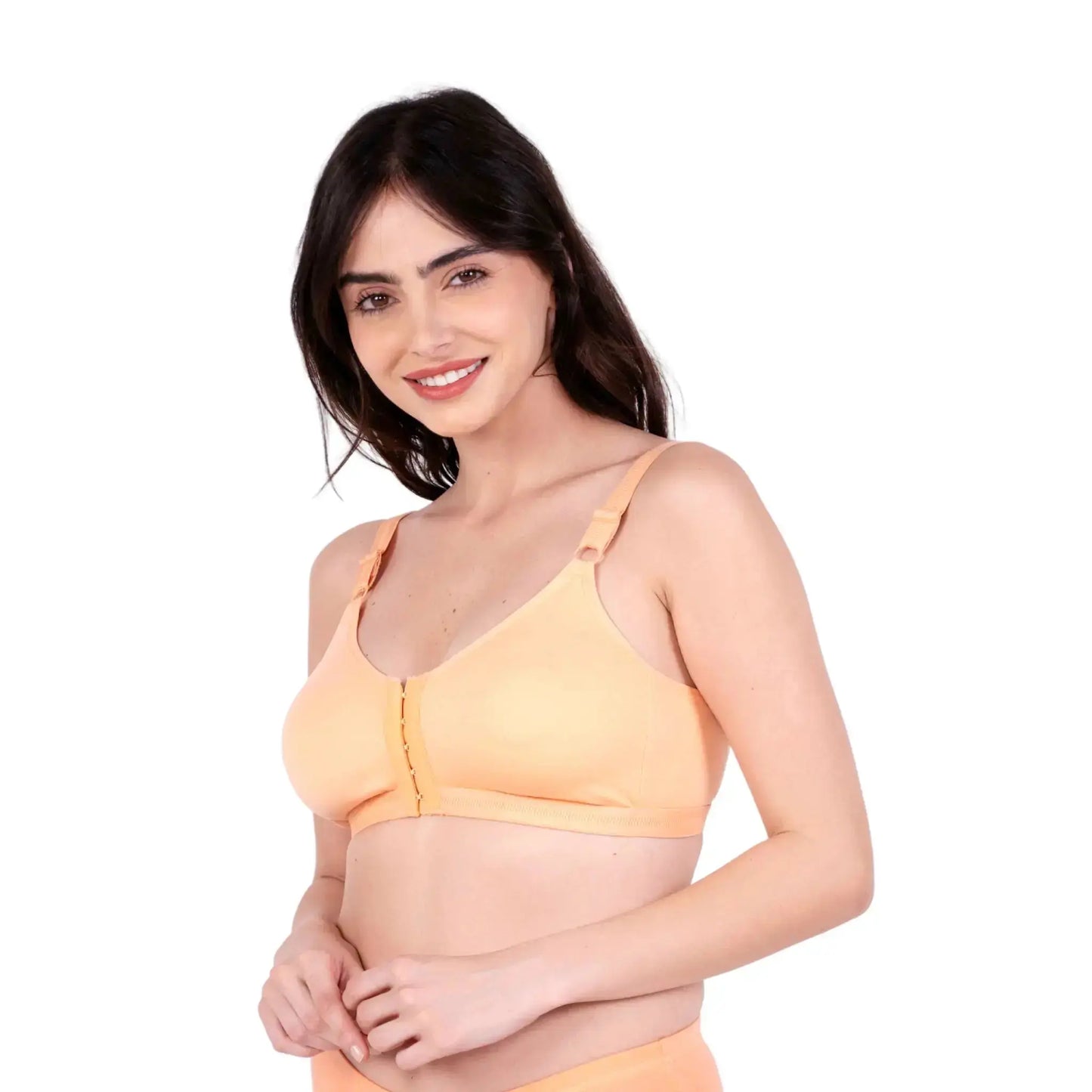 peach non padded front open bra left view by gossip by mybra