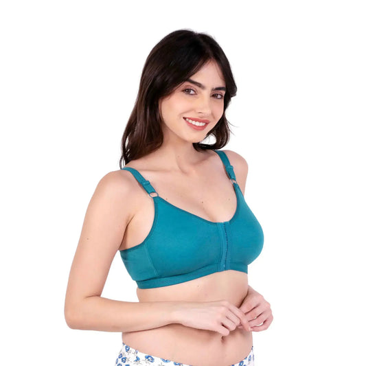 peacock green non padded front open bra right view by gossip by mybra